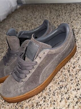 Puma Gray Suede Sneakers with Gum Sole